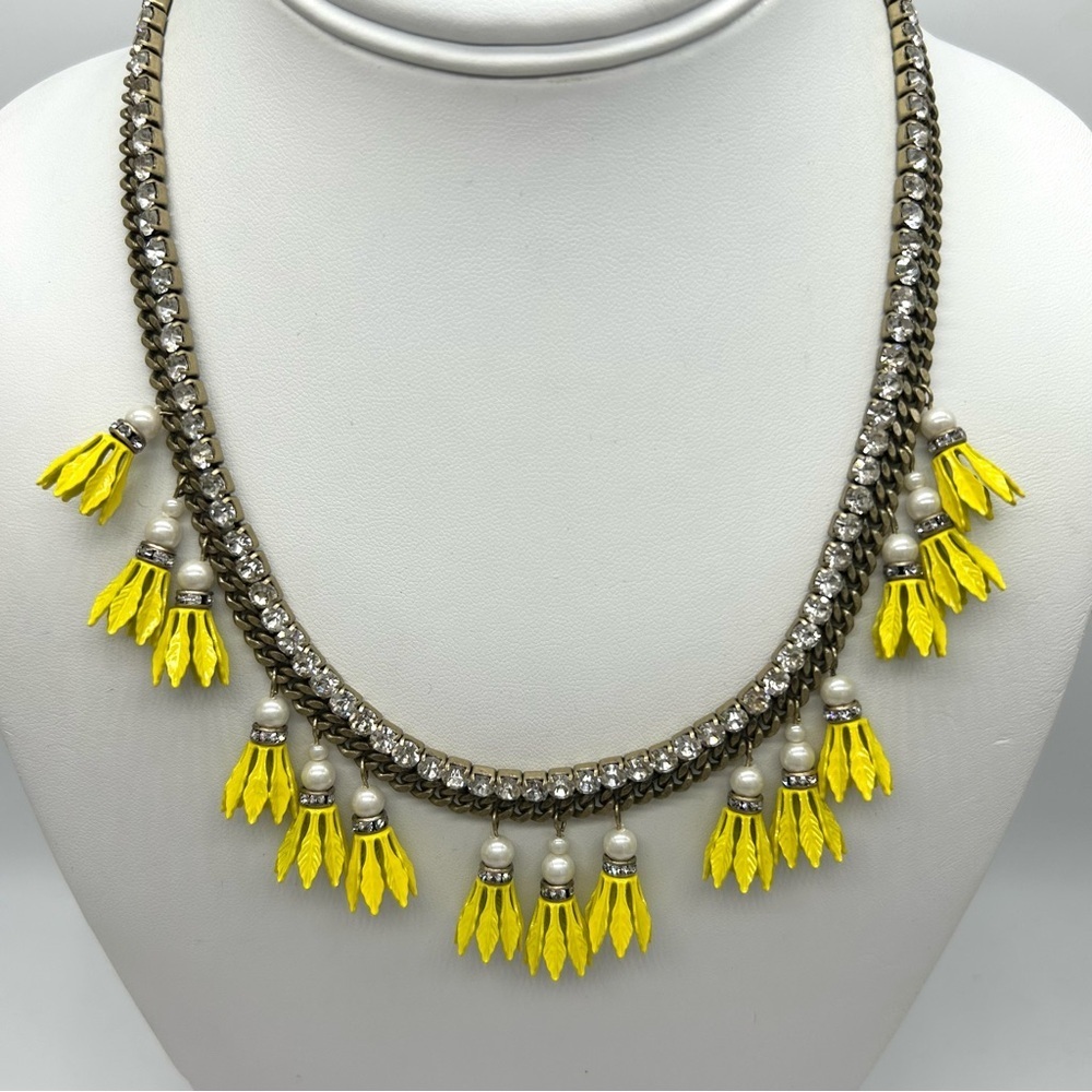 Banana Republic Jeweled Pearl Yellow Yellow Dangle Necklace